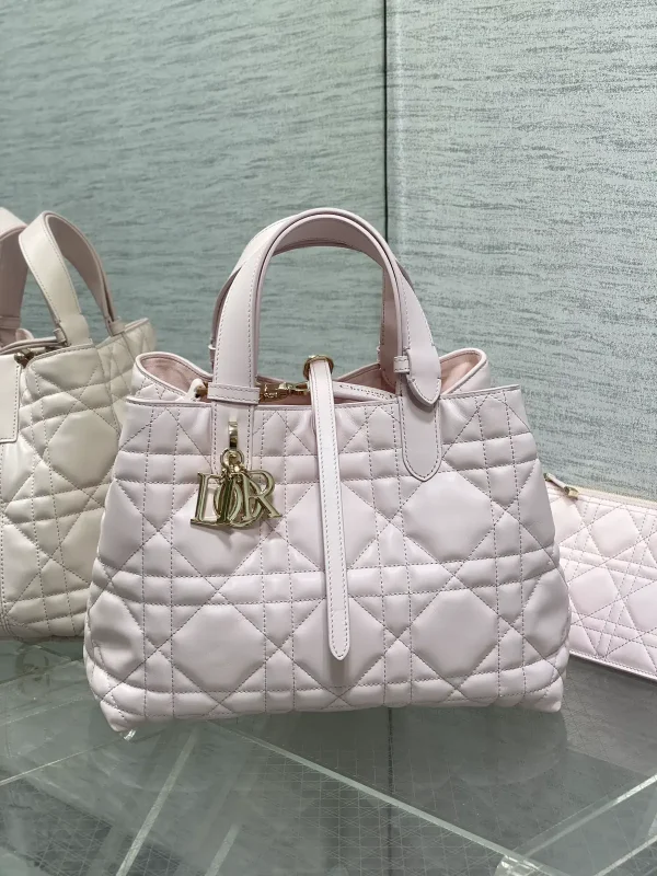 Dior Light Pink Quilted Top Handle Bag image 1