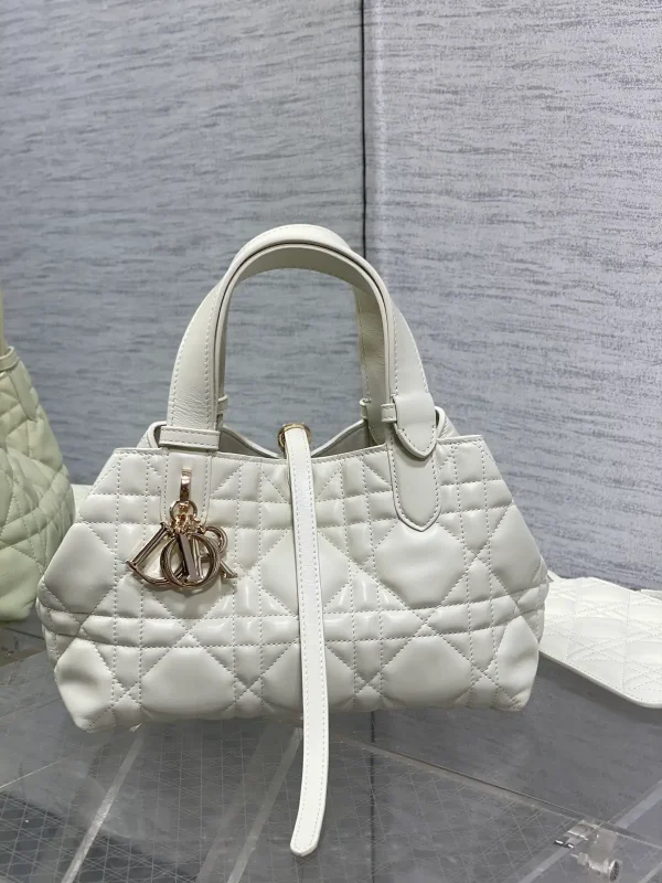 Dior White Quilted Top Handle Bag image 1