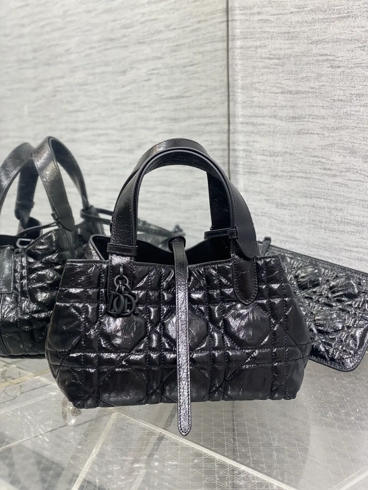 Dior Black Quilted Top Handle Bag image 1