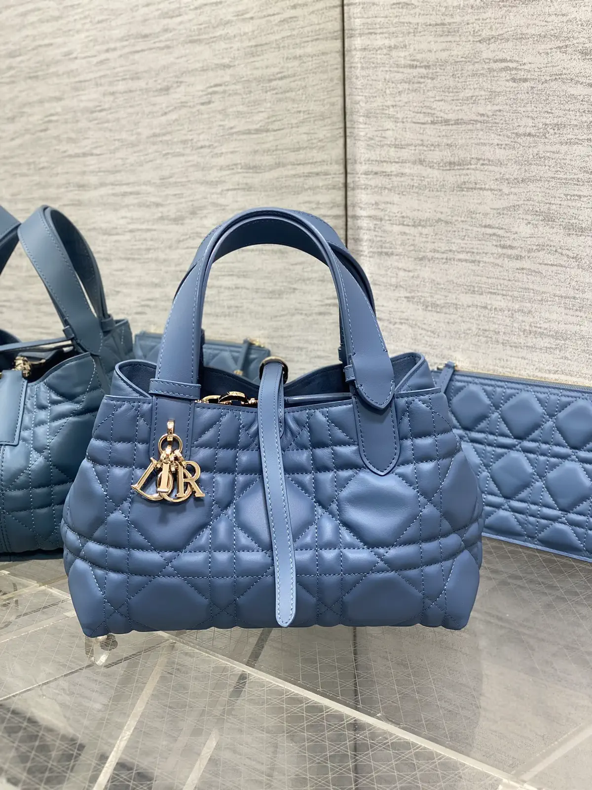 Dior Blue Quilted Top Handle Bag image 1