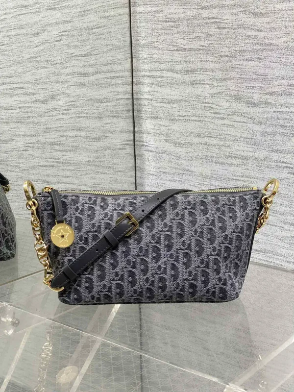 Dior Dark Gray Denim Monogram Shoulder Bag image 1