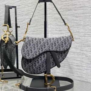 Dior Dark Gray Denim Monogram Saddle Bag image 1