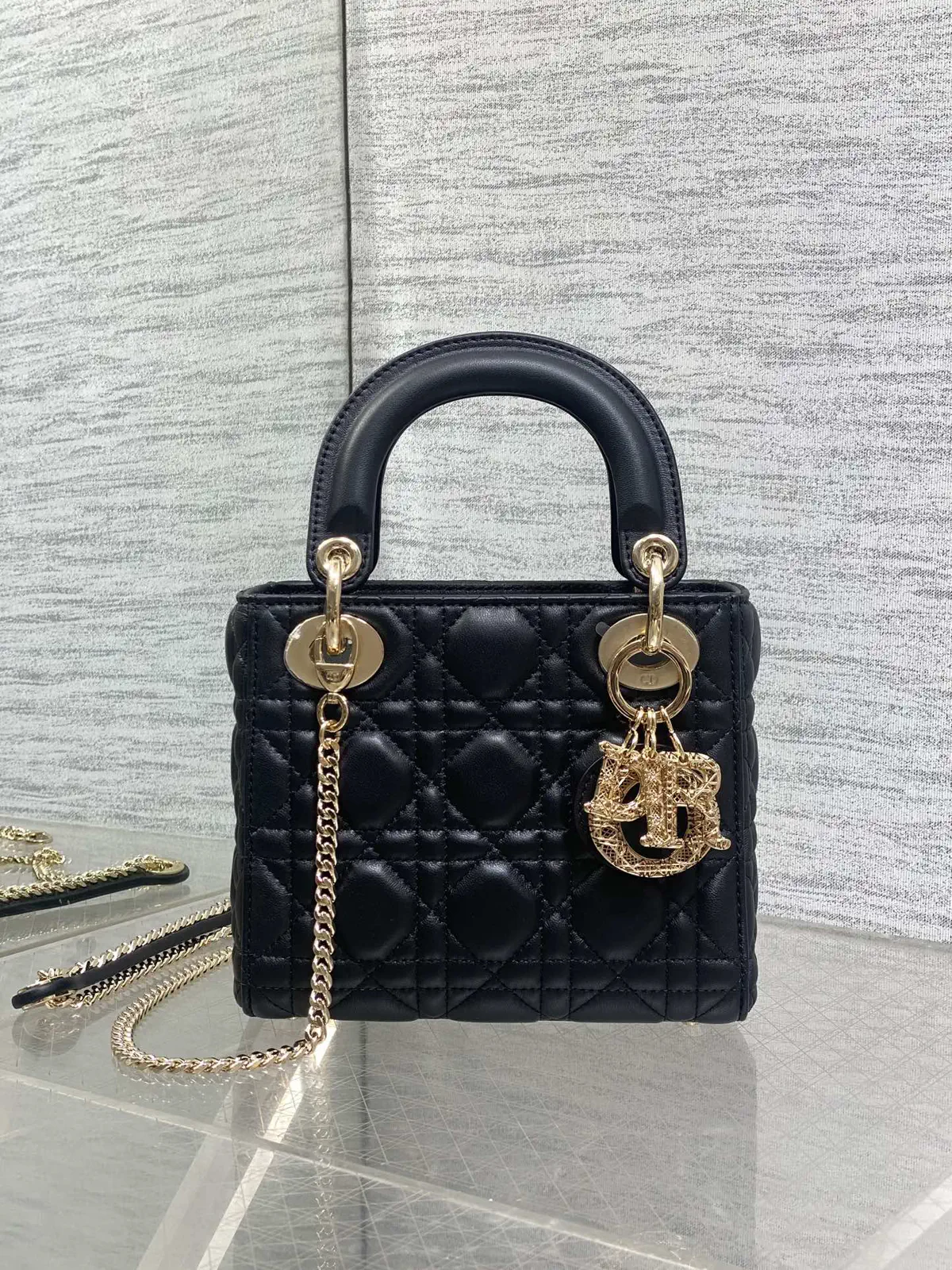 Dior Quilted Top Handle Bag with Chain Strap image 1