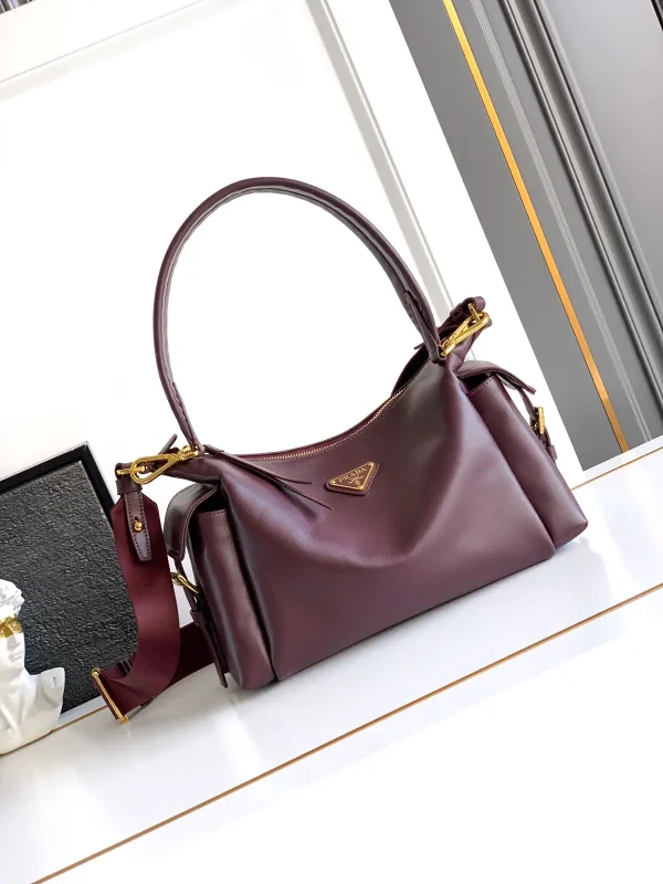 Prada Burgundy Leather Shoulder Bag image 1
