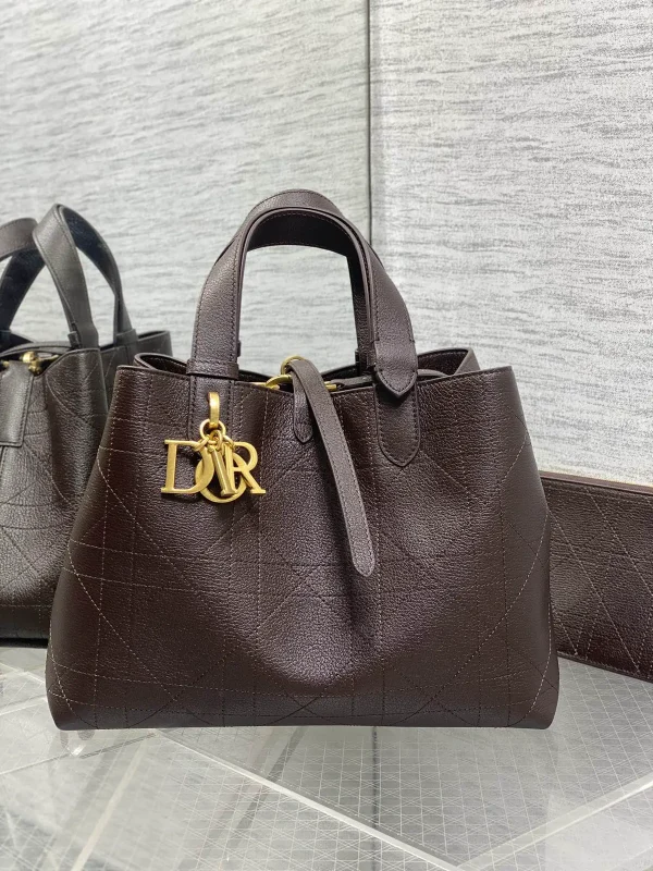 Dior Dark Brown Quilted Top Handle Bag image 1