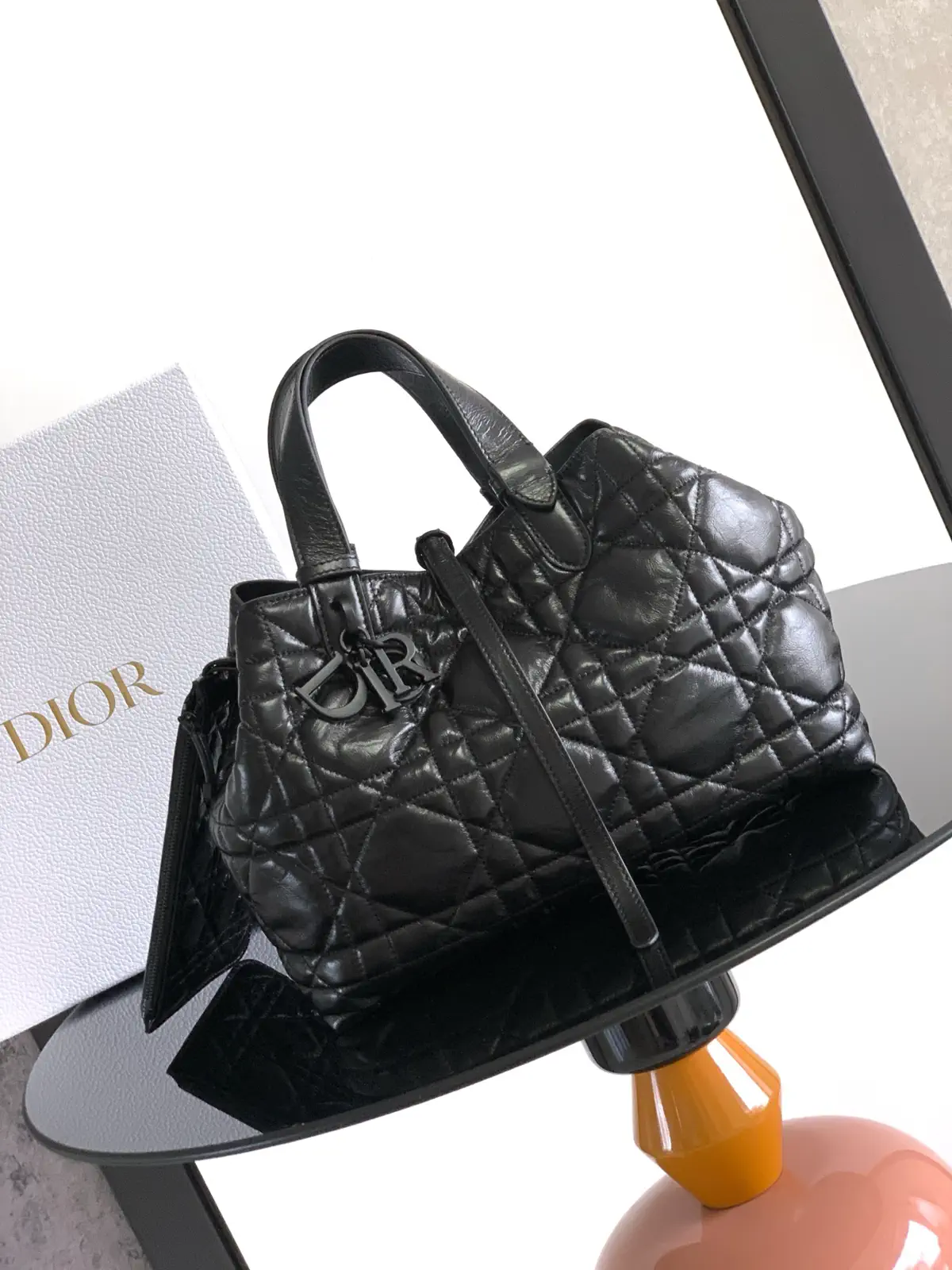 Dior Black Quilted Leather Toujours Top Handle Bag image 1