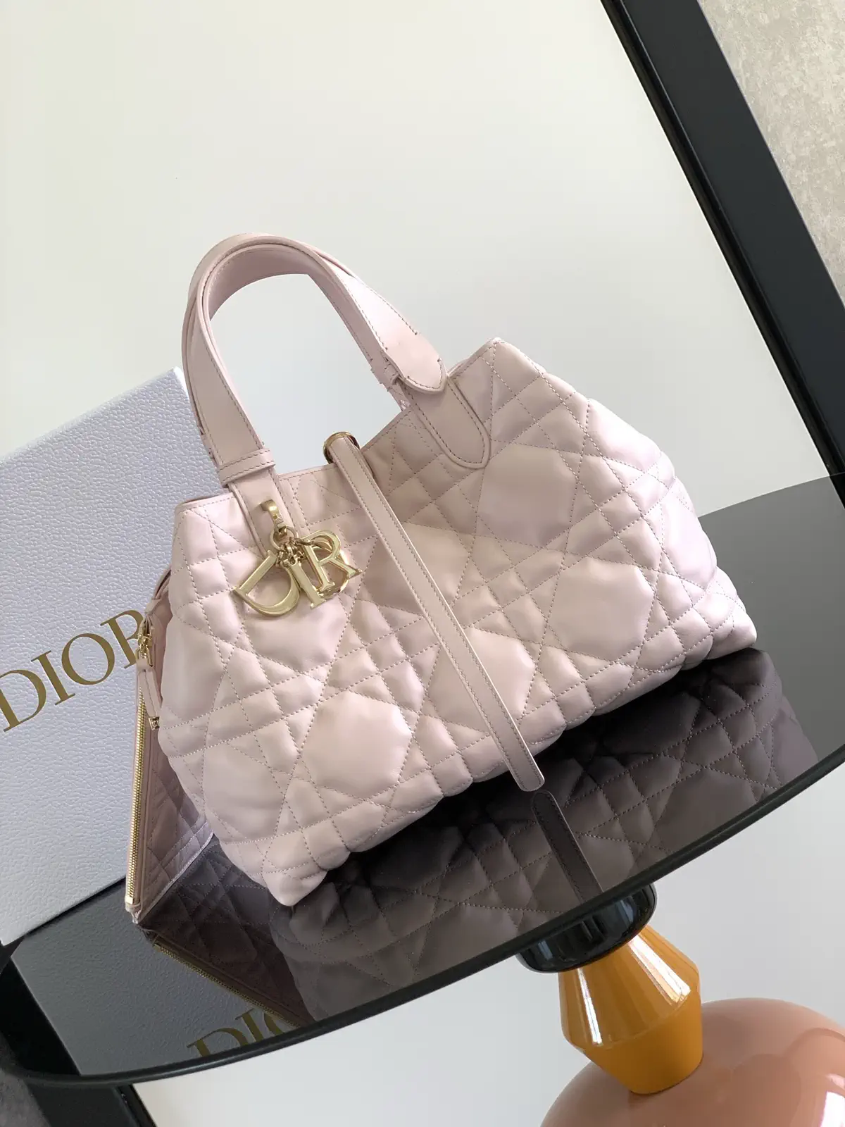 Dior Pink Quilted Leather Toujours Top Handle Bag image 1