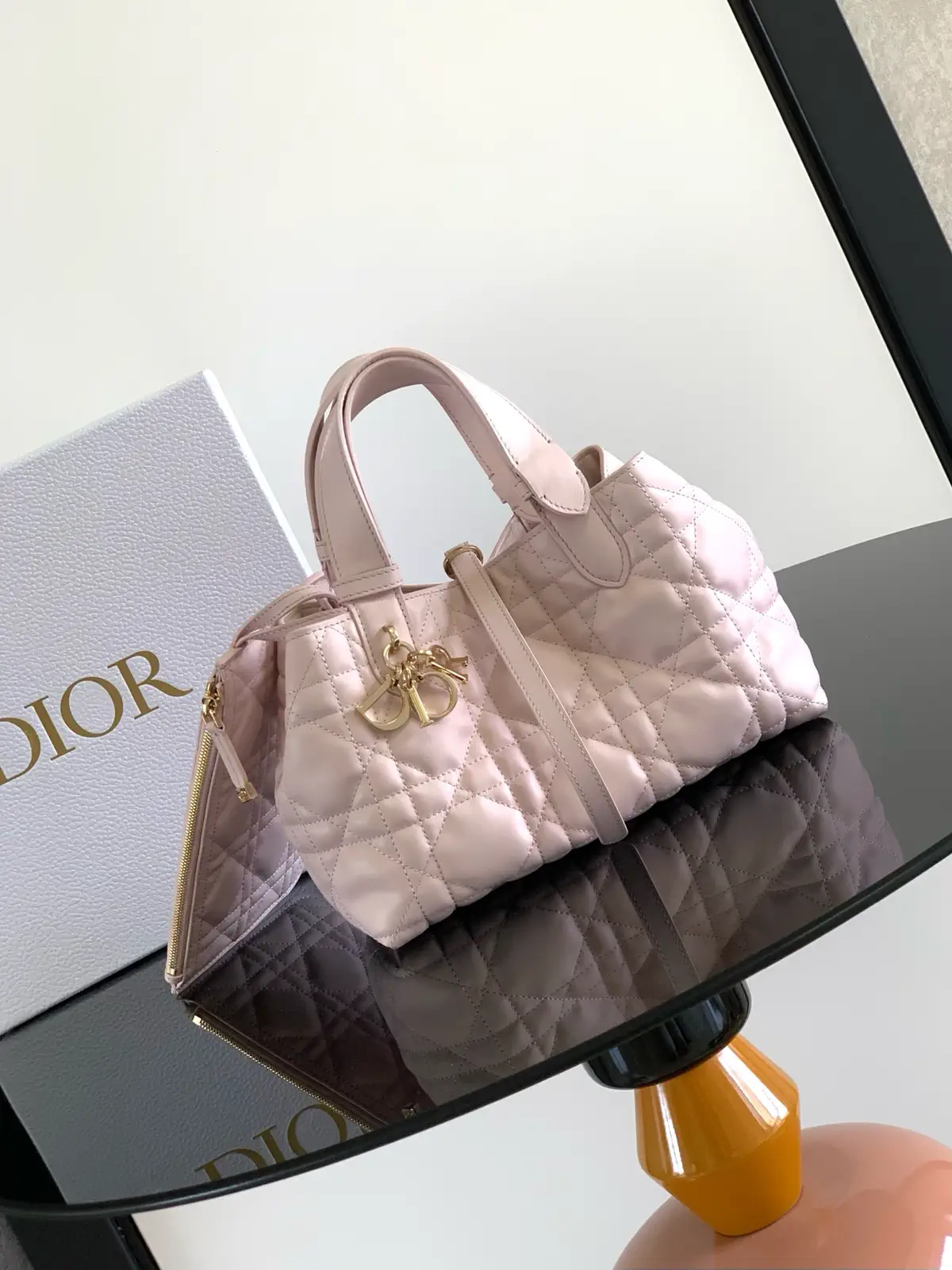 Dior Pink Quilted Leather Toujours Top Handle Bag image 1