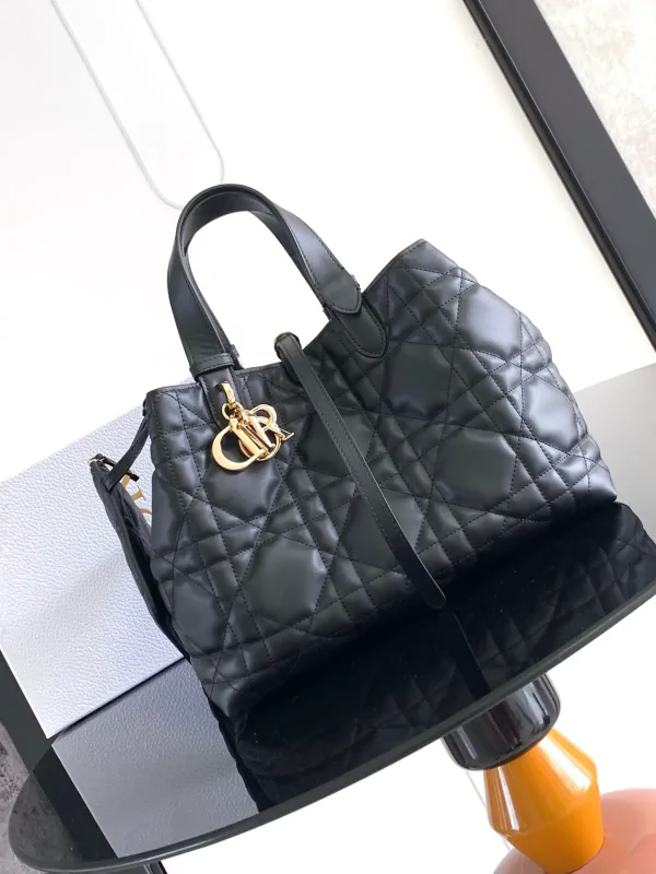 Dior Black Quilted Leather Toujours Top Handle Bag image 1