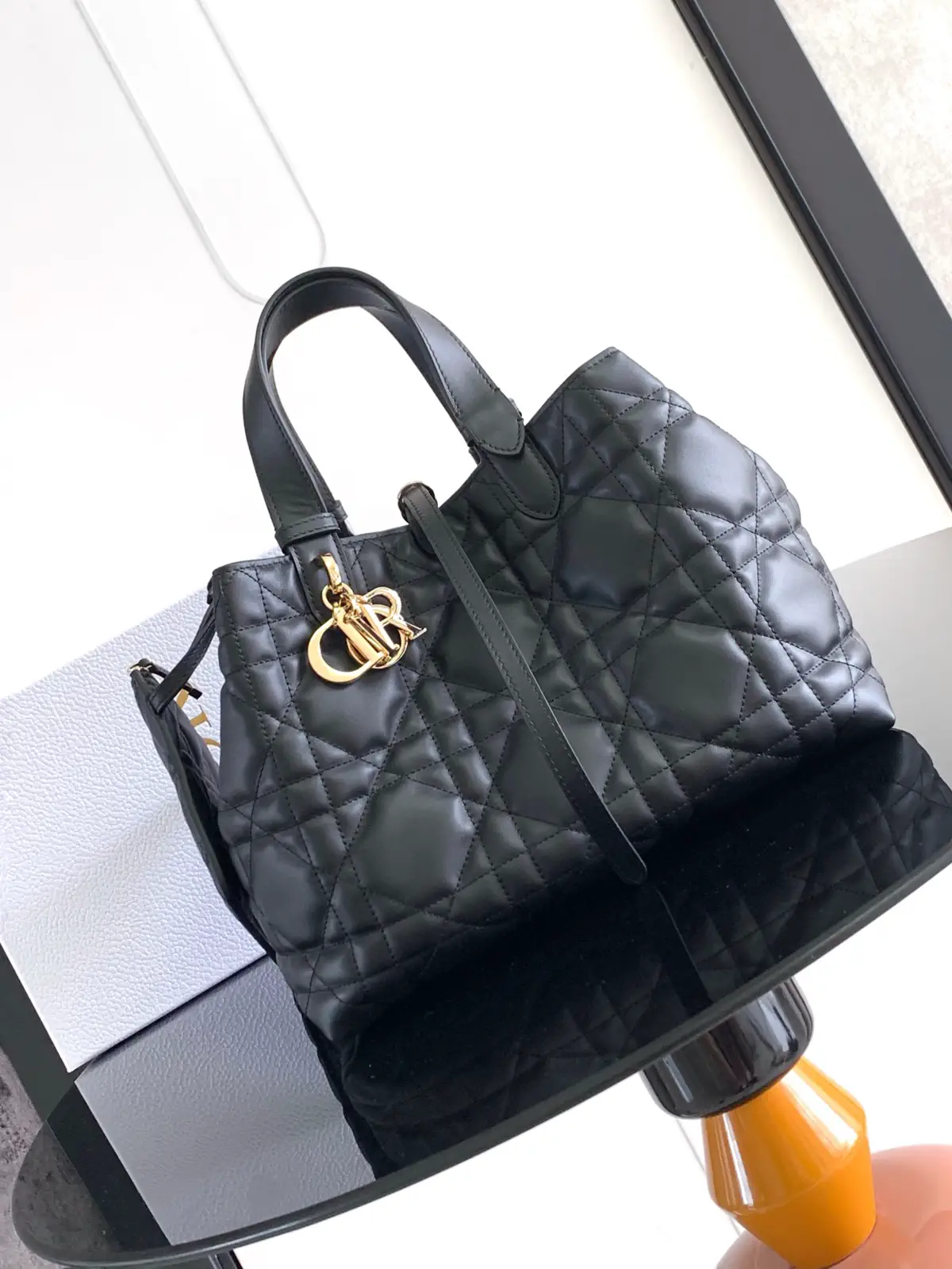Dior Black Quilted Leather Toujours Top Handle Bag image 1