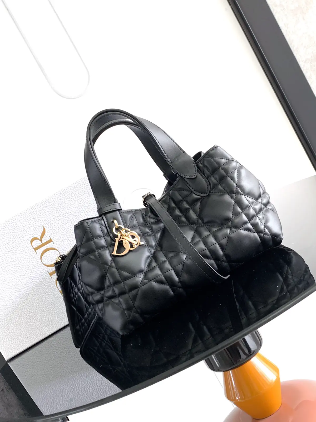 Dior Black Quilted Leather Toujours Top Handle Bag image 1