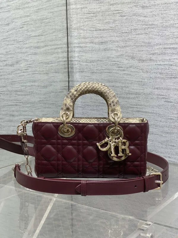 Dior Quilted Top Handle Bag with Snakeskin Trim image 1