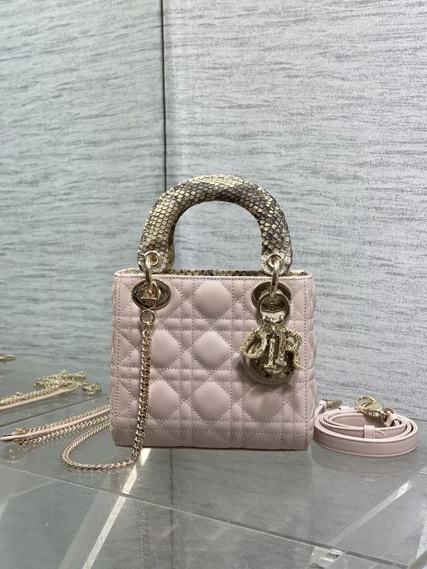 Dior Quilted Top Handle Bag with Snake Skin Handle image 1