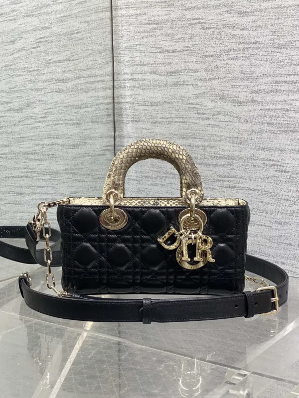 Dior Quilted Top Handle Bag with Snake Skin Handle image 1