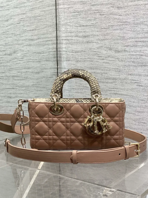 Dior Quilted Top Handle Bag with Snakeskin Trim image 1