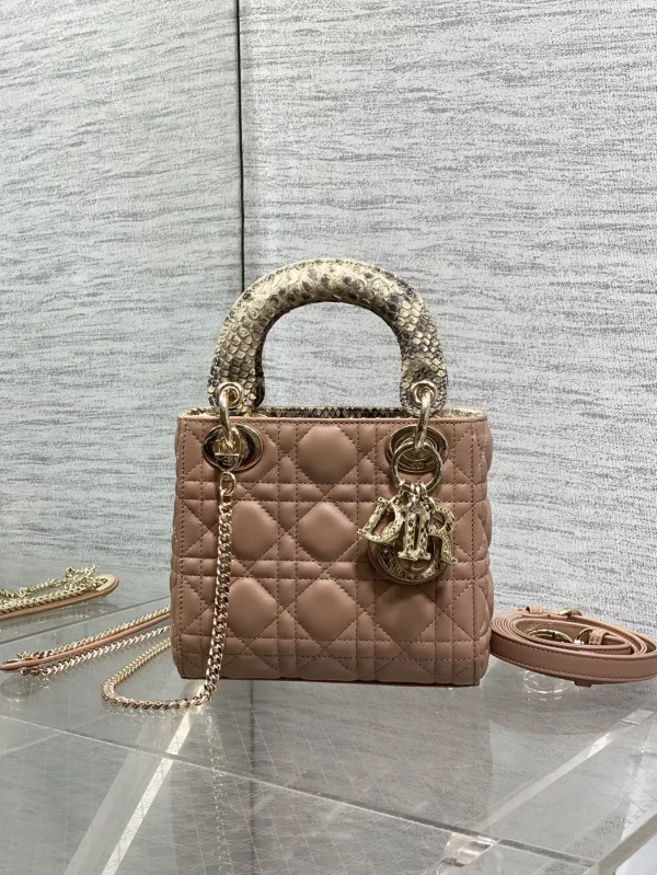 Dior Quilted Top Handle Bag with Snakeskin Handle image 1