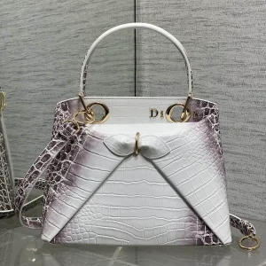 Dior Bow Croc-Embossed Top Handle Bag image 1