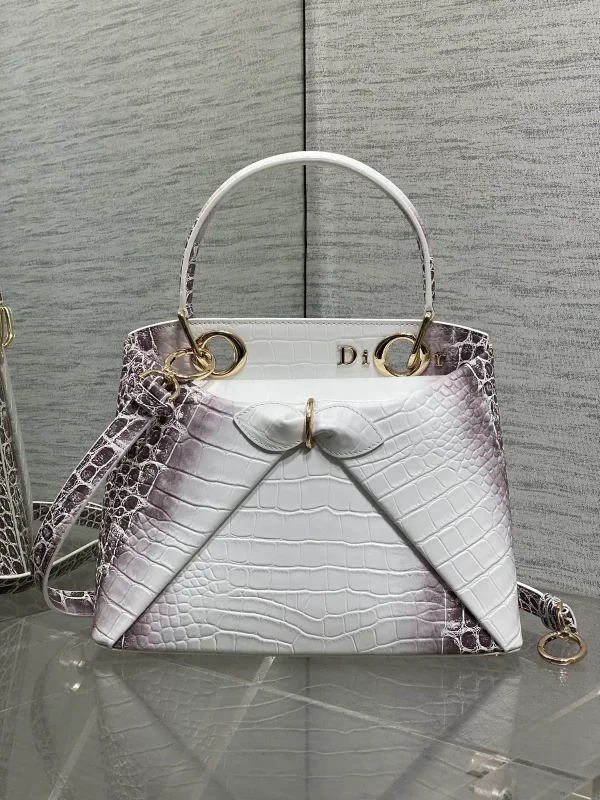 Dior Bow Croc-Embossed Top Handle Bag image 1