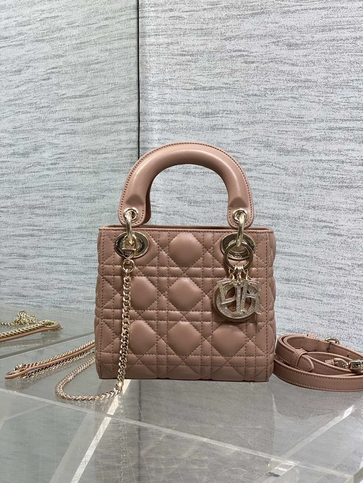 Dior Quilted Top Handle Bag with Diamond Buckle image 1