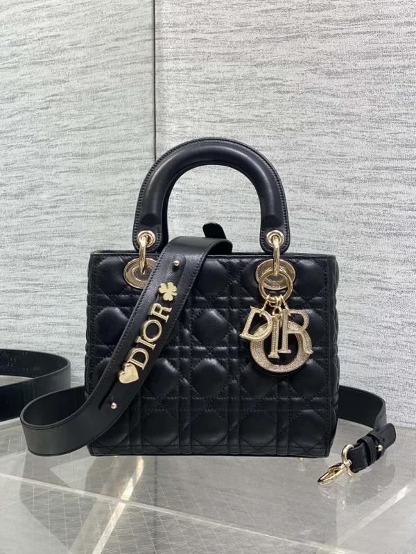 Dior Quilted Top Handle Bag with Decorative Shoulder Strap image 1