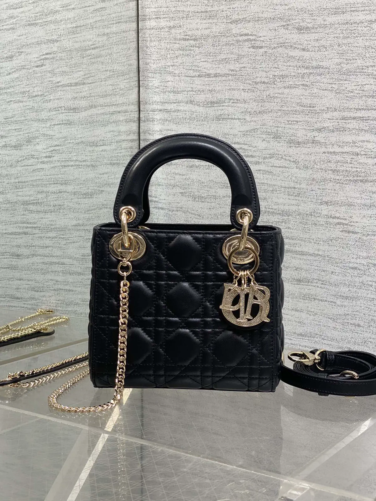 Dior Quilted Top Handle Bag with Diamond Buckle image 1