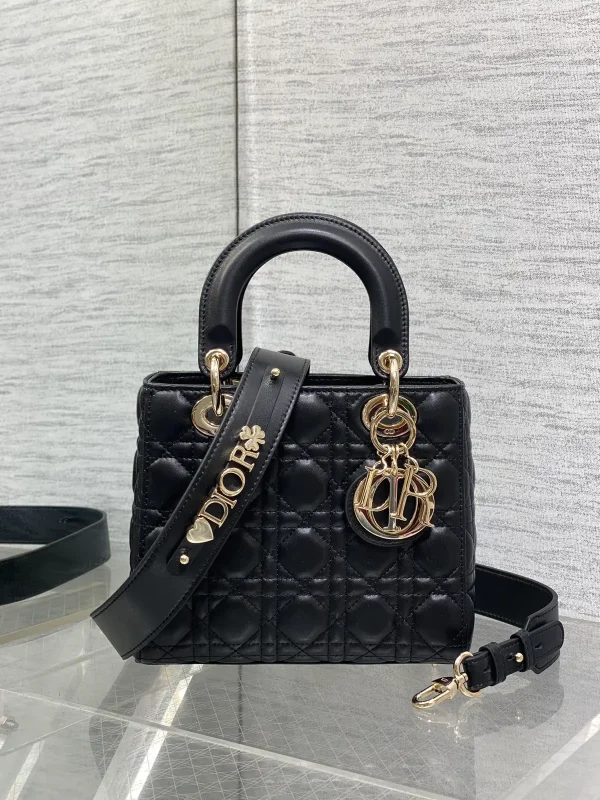 Dior Quilted Top Handle Bag with Decorative Shoulder Strap image 1
