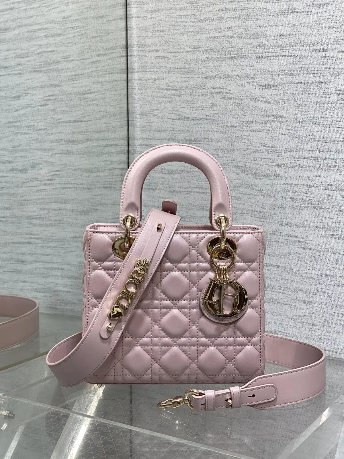 Dior Quilted Top Handle Bag with Letter Strap image 1