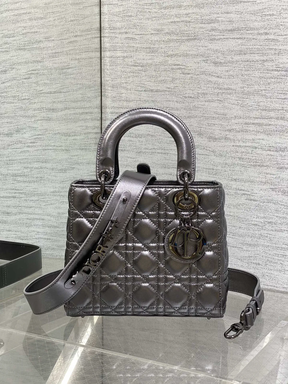 Dior Quilted Top Handle Bag with Detachable Shoulder Strap image 1