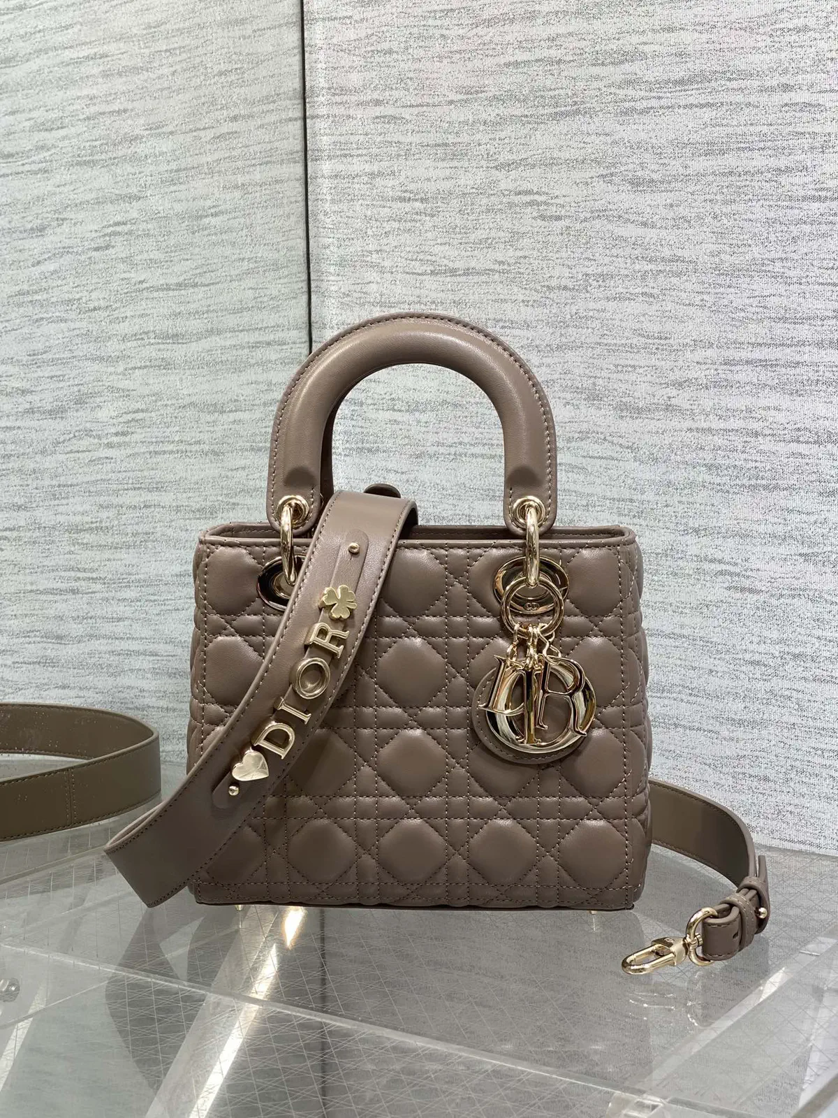 Dior Quilted Top Handle Bag with Decorative Shoulder Strap image 1