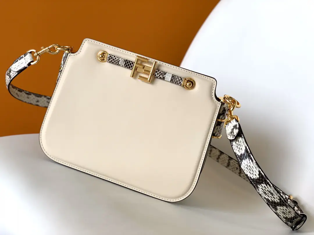 FENDI Touch Leather Crossbody Bag with Snake Print Strap image 1