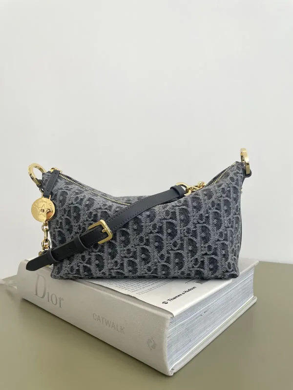 Dior Grey Monogram Denim Hobo Shoulder Bag image 1