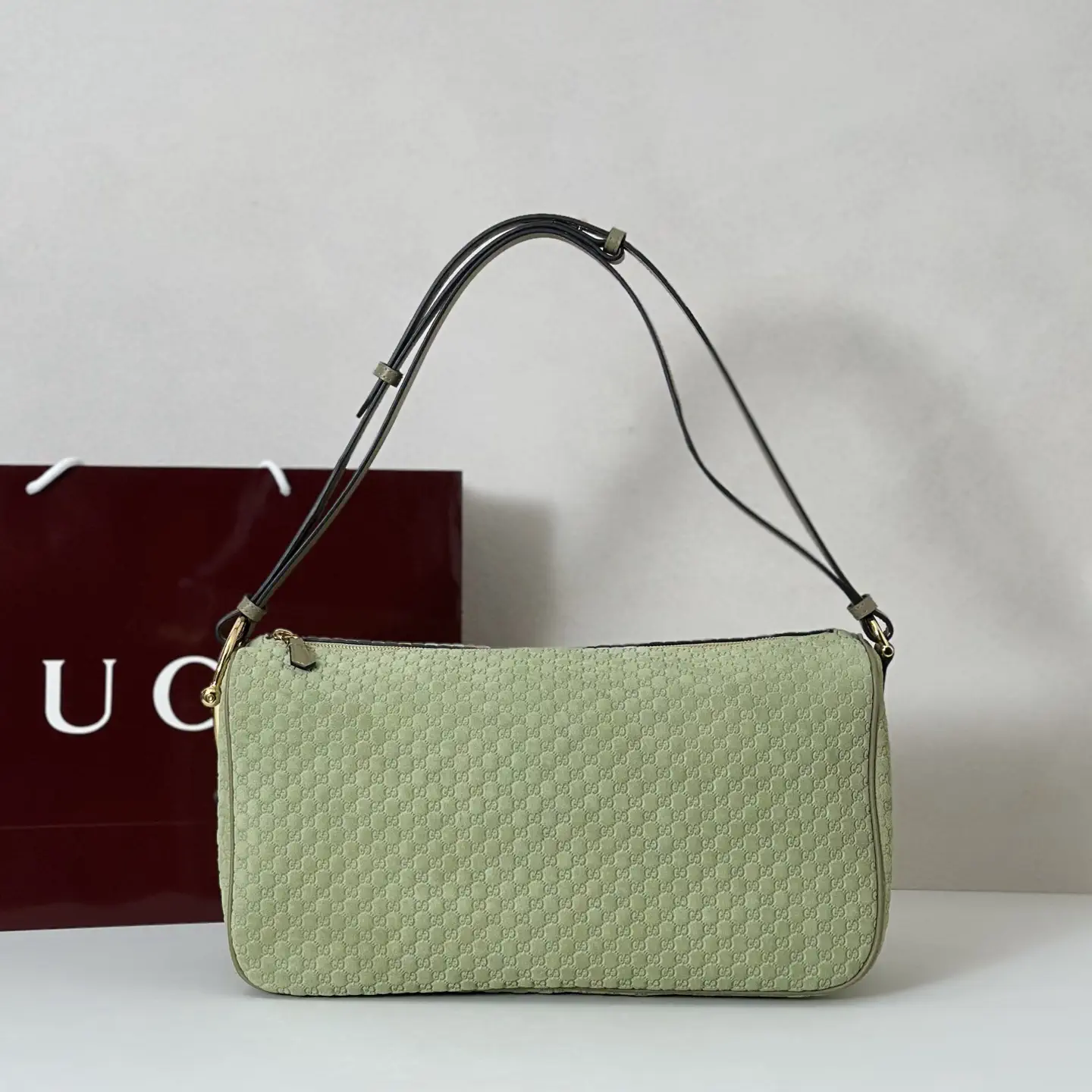 Gucci Monogram Suede Shoulder Bag image 1
