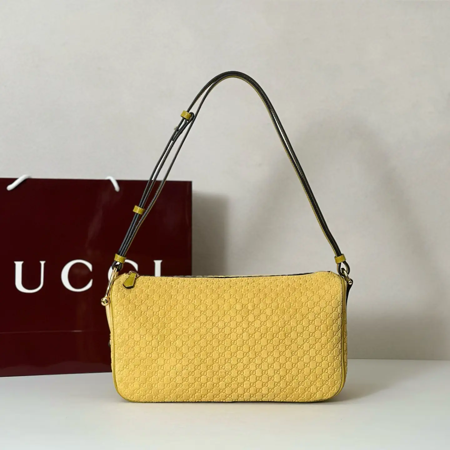 Gucci Monogram Suede Shoulder Bag image 1