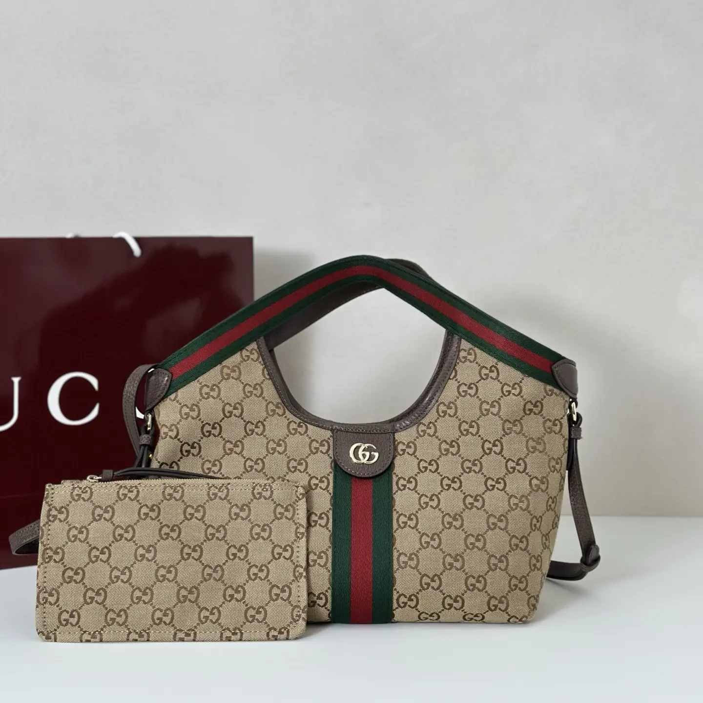 Gucci Monogram Top Handle Bag with Detachable Pouch image 1