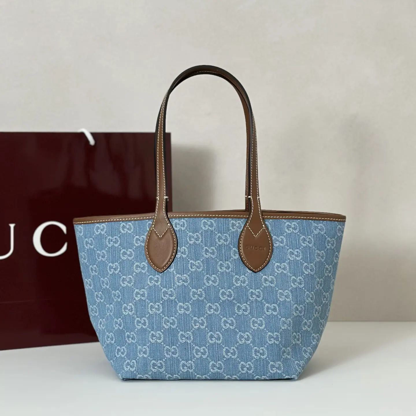 Gucci Monogram Denim Tote Bag image 1