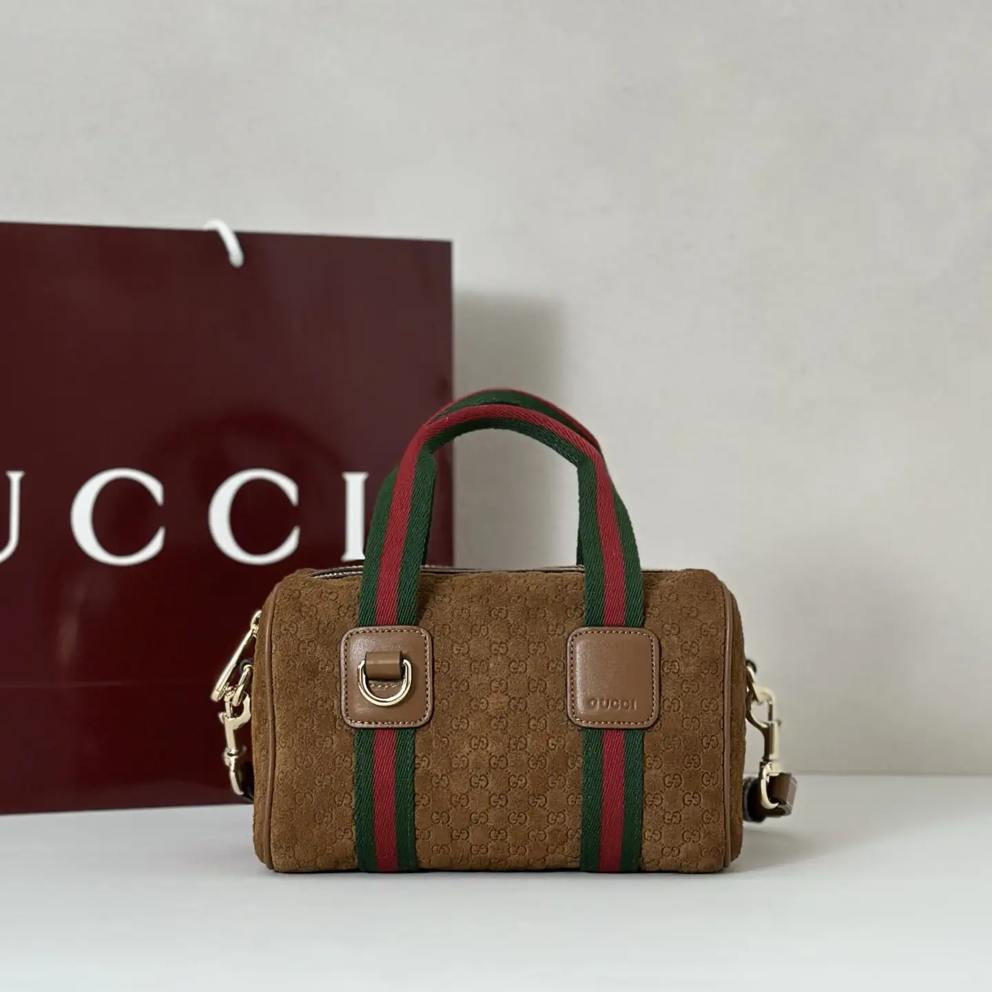 Gucci Monogram Suede Top Handle Bag image 1