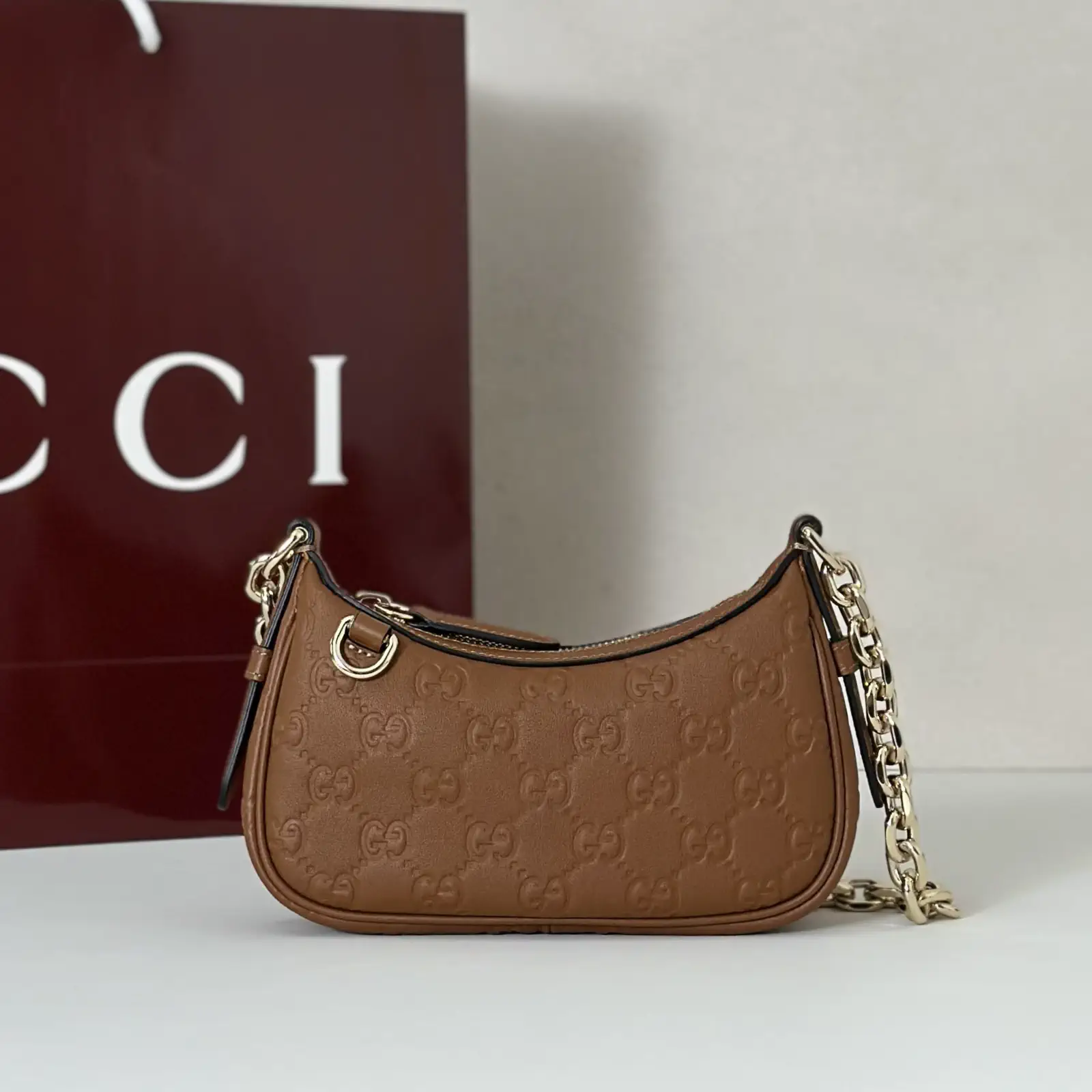 Gucci Embossed Monogram Chain Shoulder Bag image 1