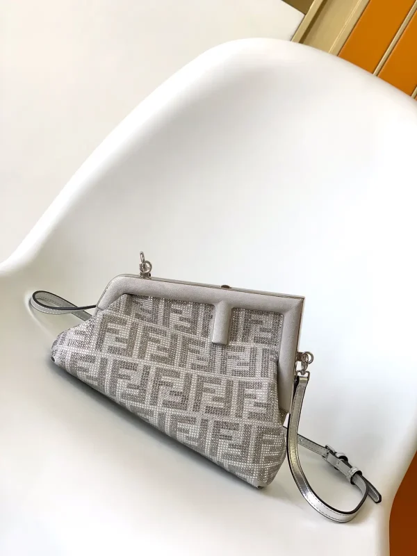 FENDI Silver Crystal Monogram Clutch Bag image 1