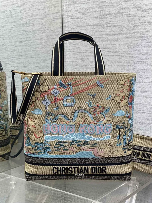 Dior Hong Kong Themed Embroidered Tote Bag image 1