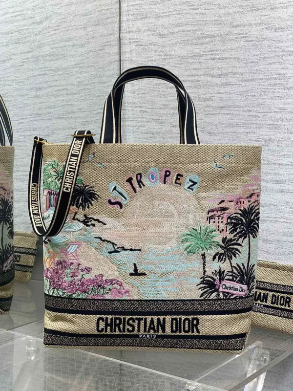 Dior St. Tropez Embroidered Tote Bag image 1