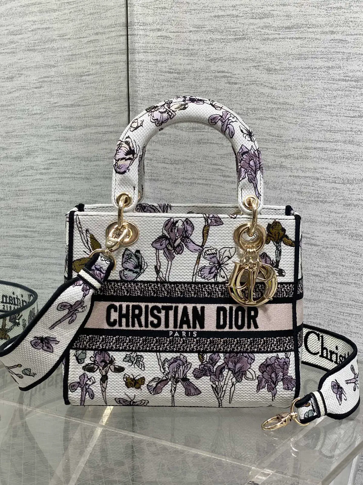 Dior Floral Embroidered Top Handle Bag image 1