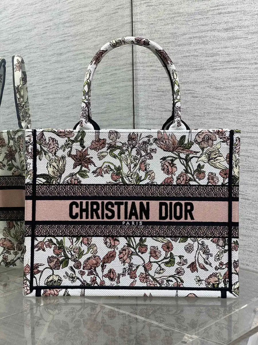 Dior Floral Embroidered Book Tote Bag image 1