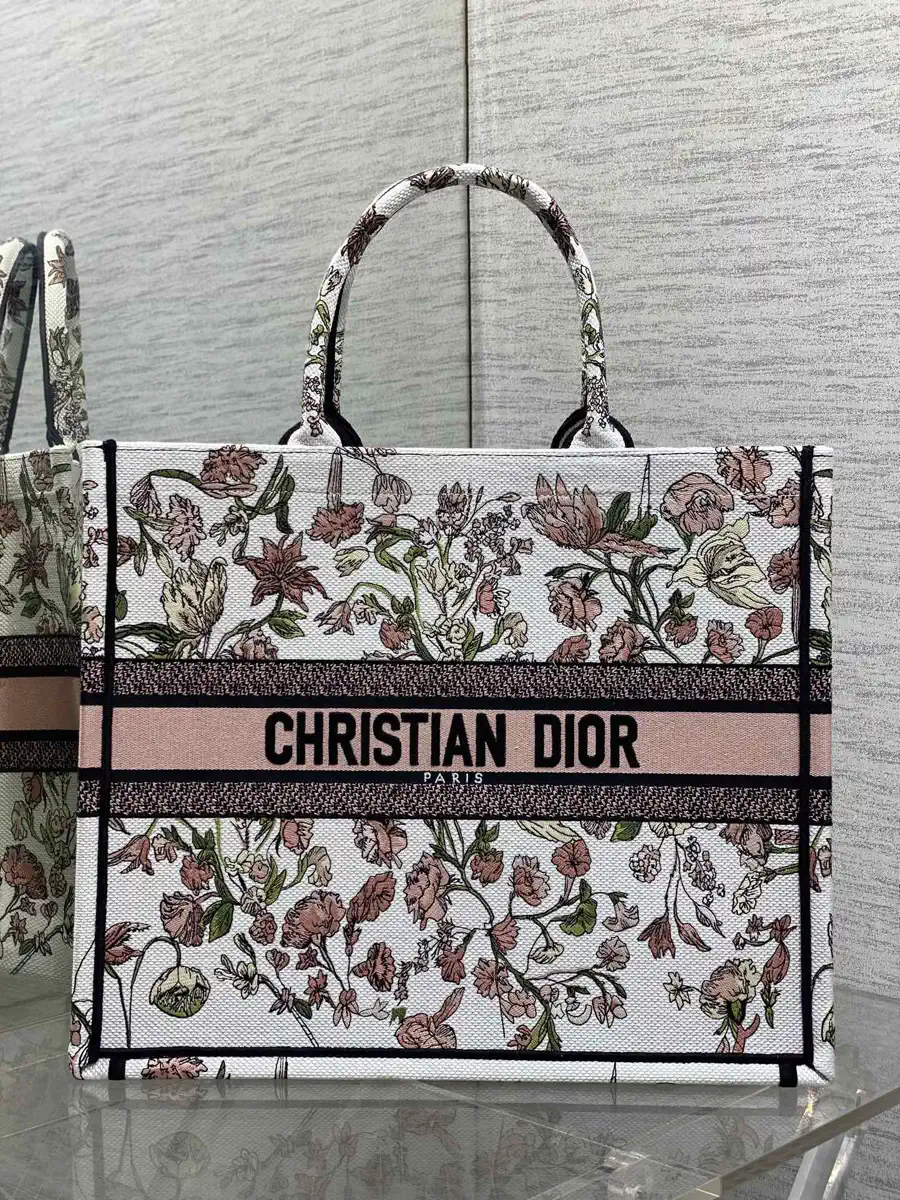 Dior Floral Embroidered Book Tote Bag image 1