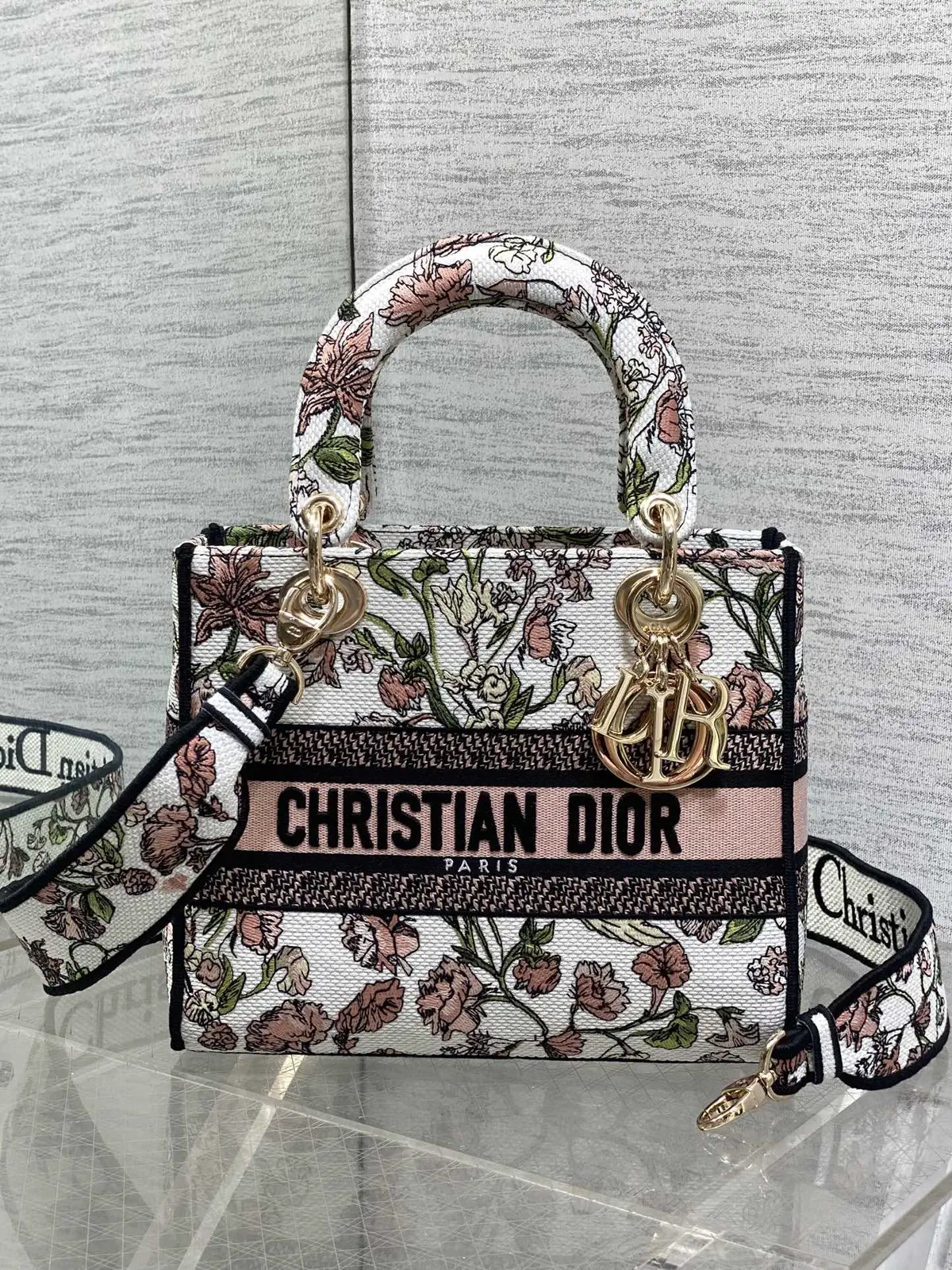 Dior Floral Embroidered Top Handle Bag image 1