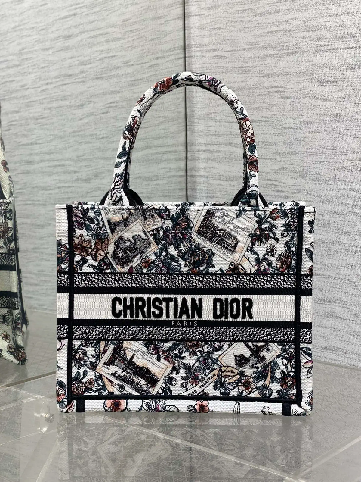 Dior Floral Roman Landmark Embroidered Book Tote Bag image 1