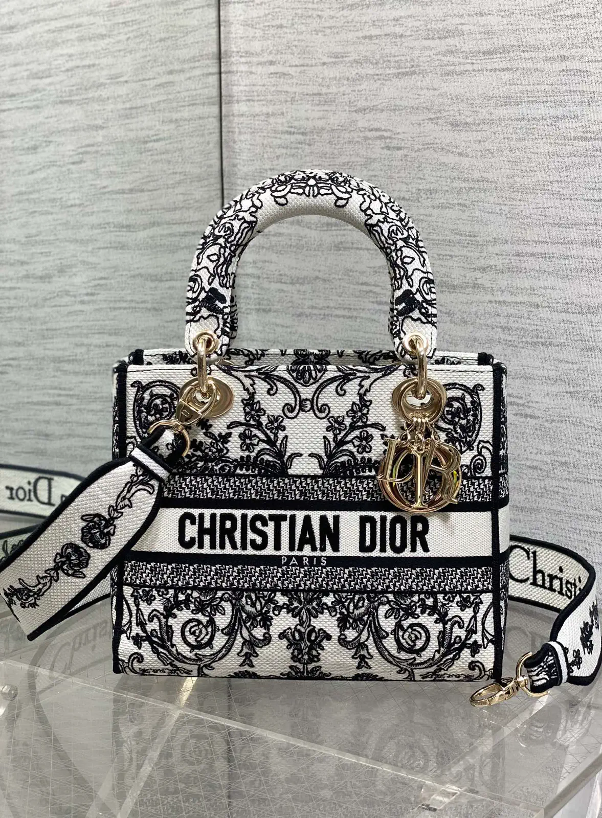 Dior Embroidered Top Handle Bag image 1