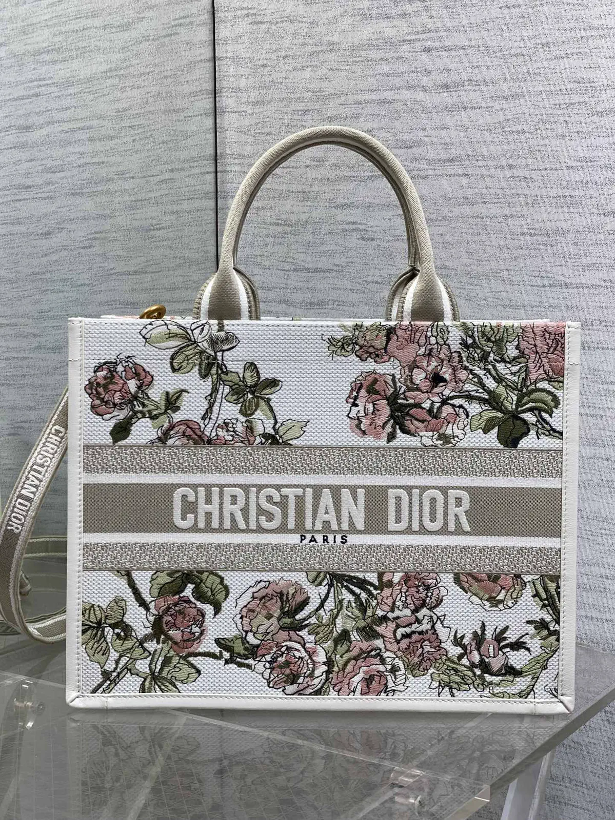 Dior Floral Embroidered Tote Bag image 1
