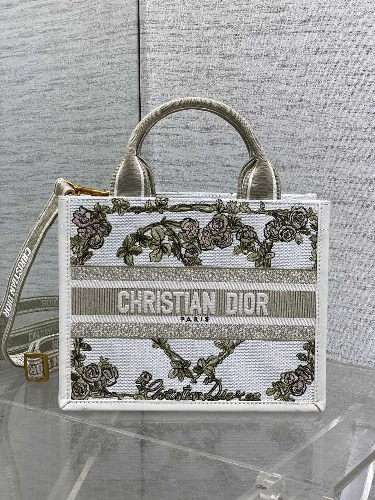 Dior Floral Embroidered Tote Bag image 1