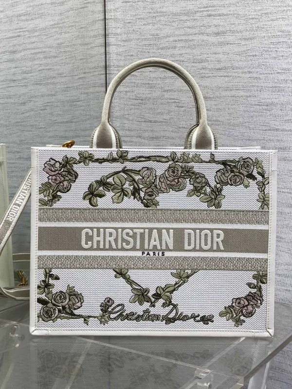 Dior Floral Embroidered Tote Bag image 1