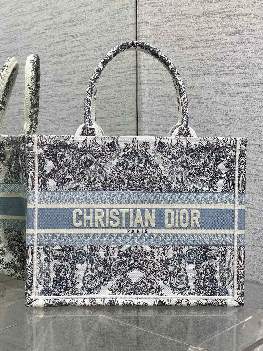 Dior Blue Stella Baroque Embroidered Book Tote Bag image 1